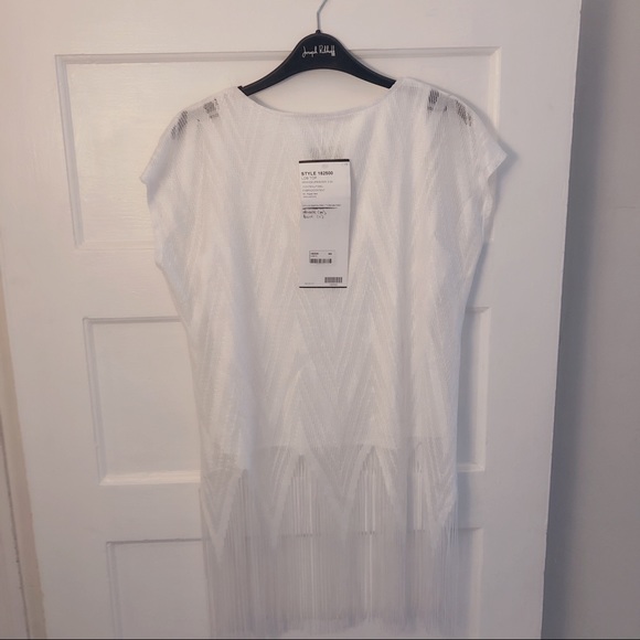 NWT Joseph Ribkoff White lace & fringe blouse sz 8 - Picture 3 of 4